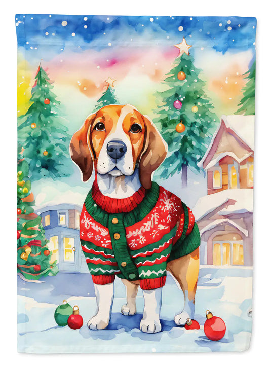 Beagle Christmas House Flag